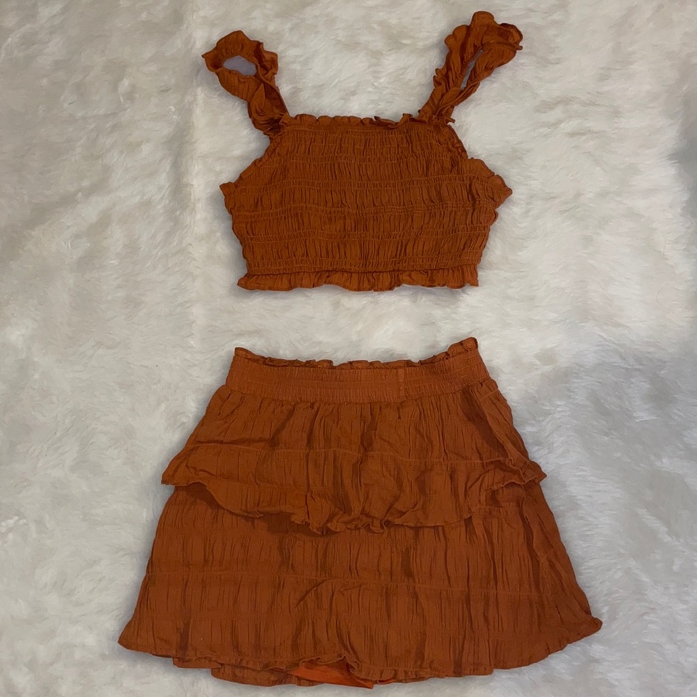 BURNT SIENNA RUFFLE SET